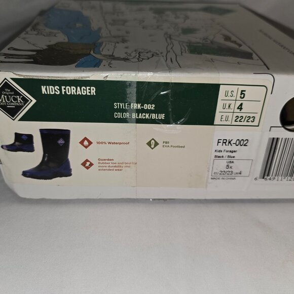 Muck Boot Company Kids Forager Boot in Black/Blue, Size 5k, NIB - Picture 8 of 8